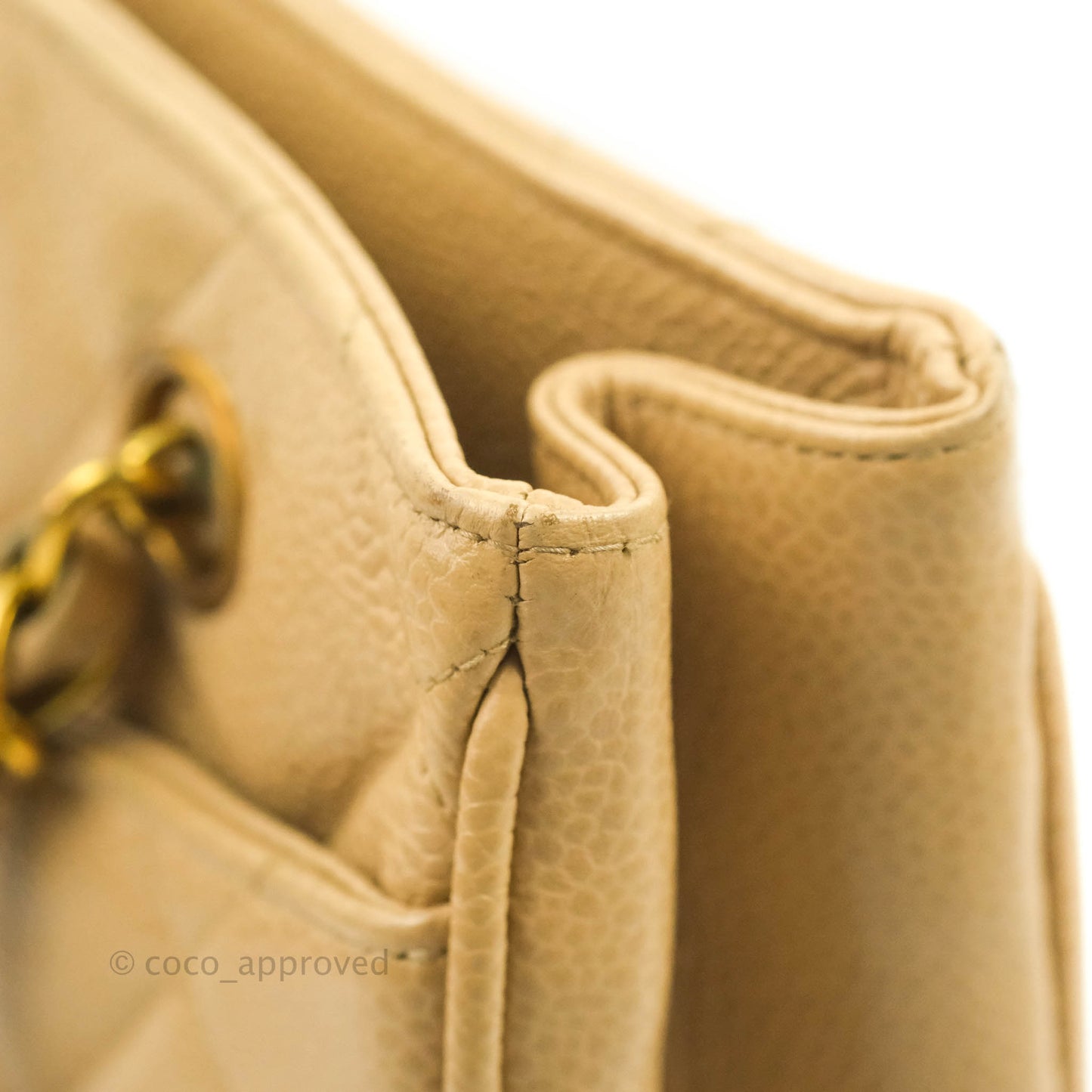 Chanel Vintage CC Quilted Tote Dark Beige Caviar 24K Gold Hardware