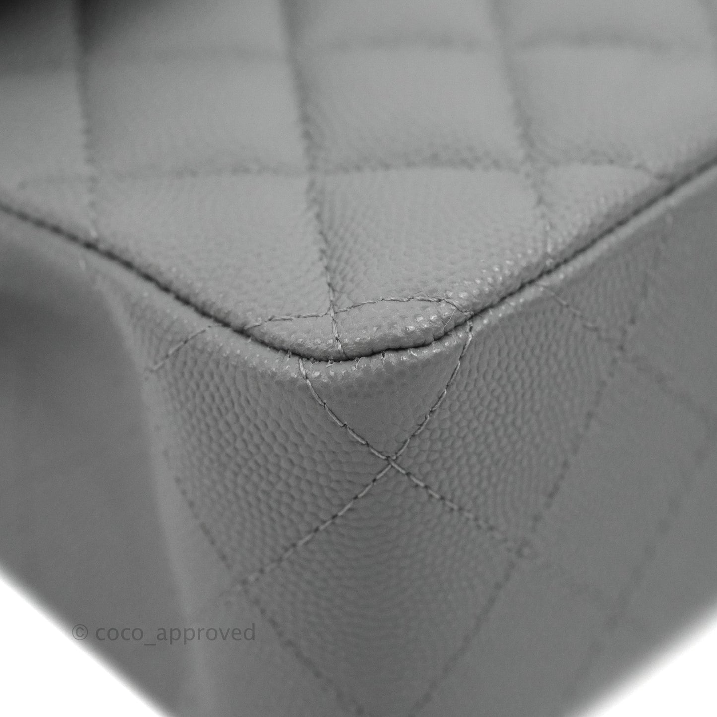 Chanel Small Classic Quilted Flap Grey Caviar Gold Hardware 20C
