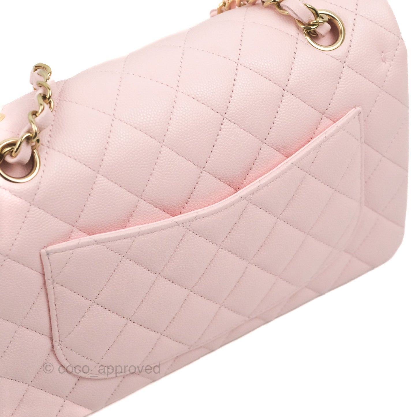 Chanel Small S/M Classic Quilted Flap Pink Caviar Gold Hardware 22S