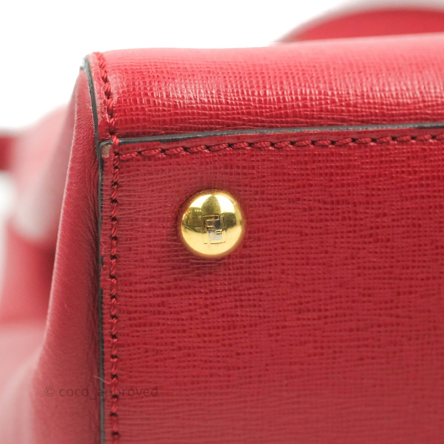 Fendi 2 Jours Red Bag Gold Hardware