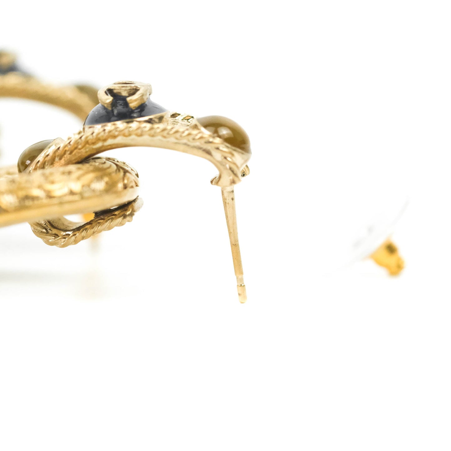 Chanel CC Resin Drop Earrings Gold Tone 20C