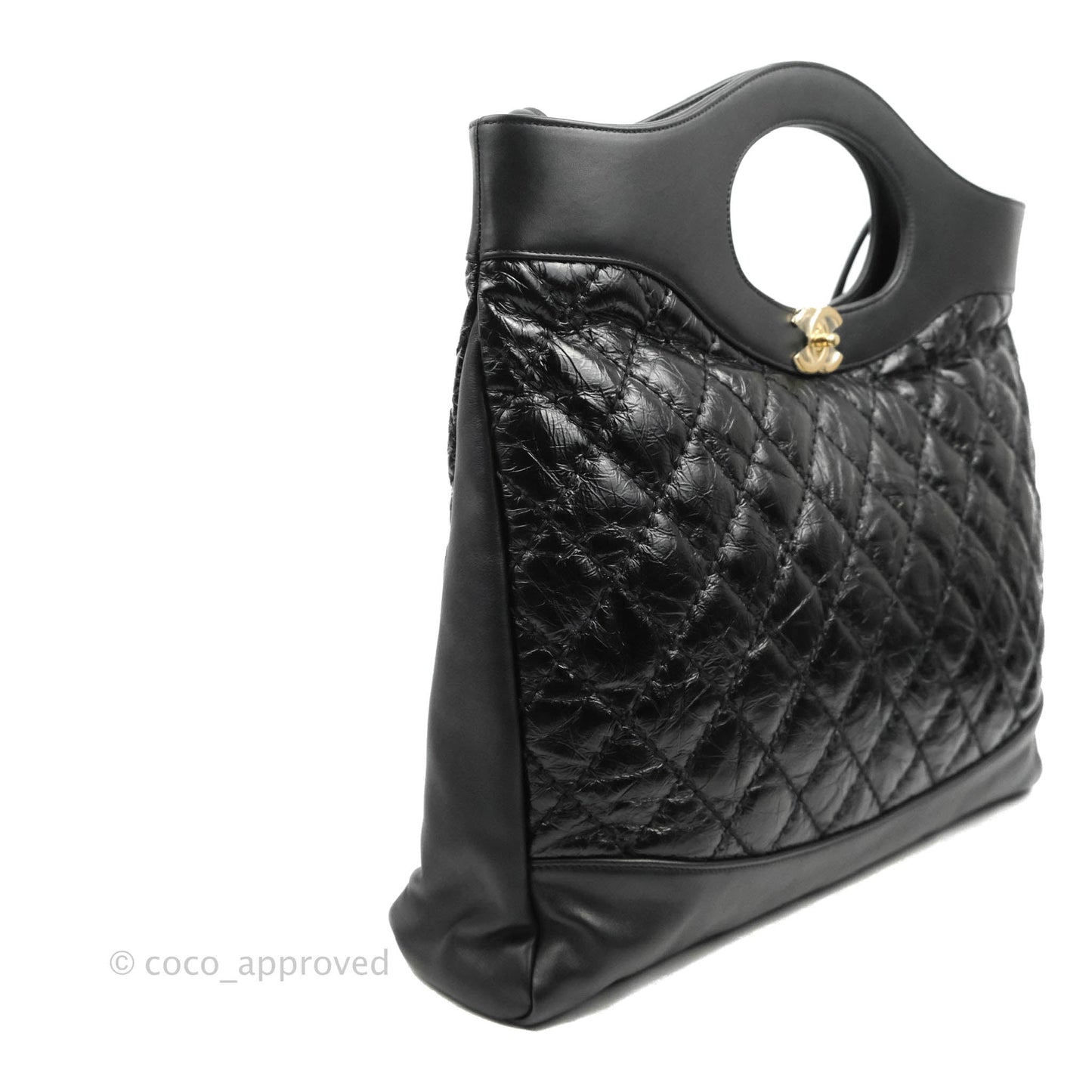 Chanel 31 Medium Shopping Bag Black Aged Calfskin