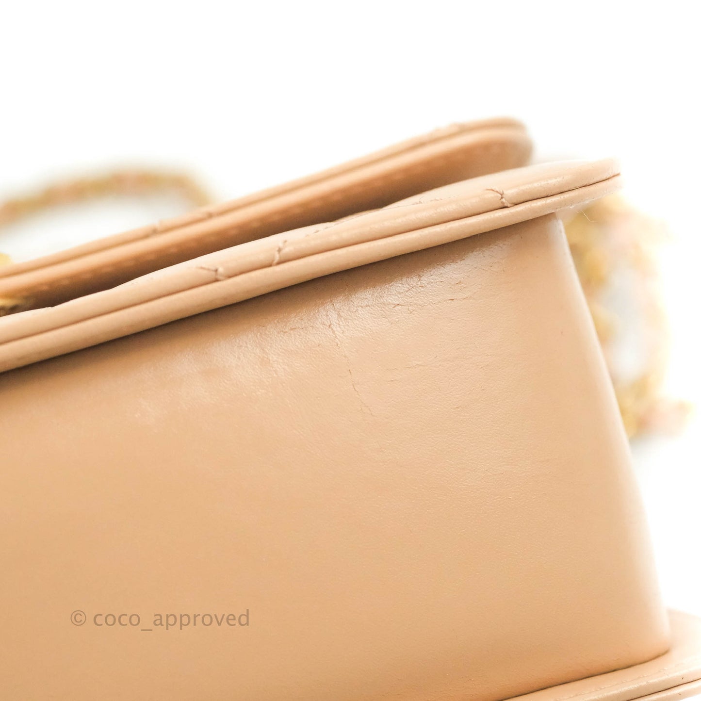 Chanel Quilted Perfect Fit Adjustable Beige Calfskin Gold Hardware 21A