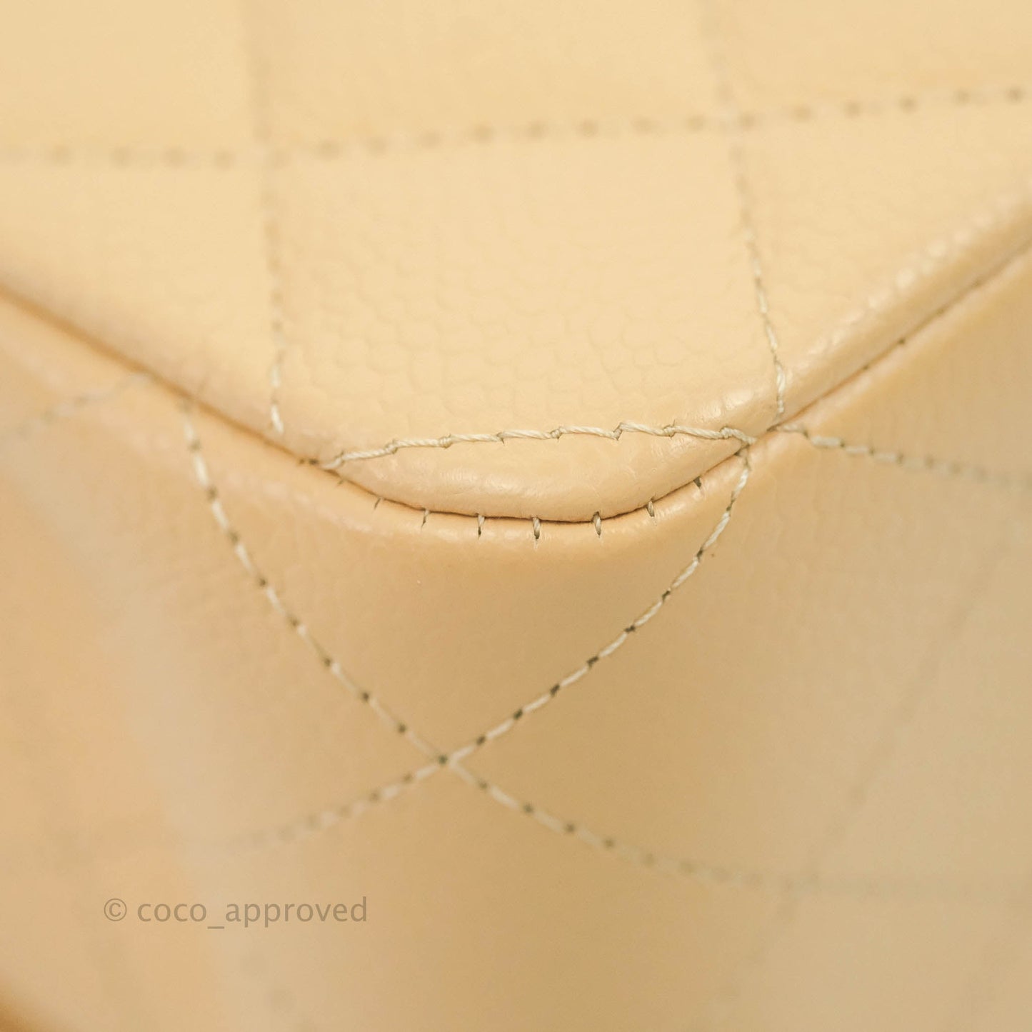 Chanel Classic M/L Medium Flap Quilted Beige Caviar Gold Hardware