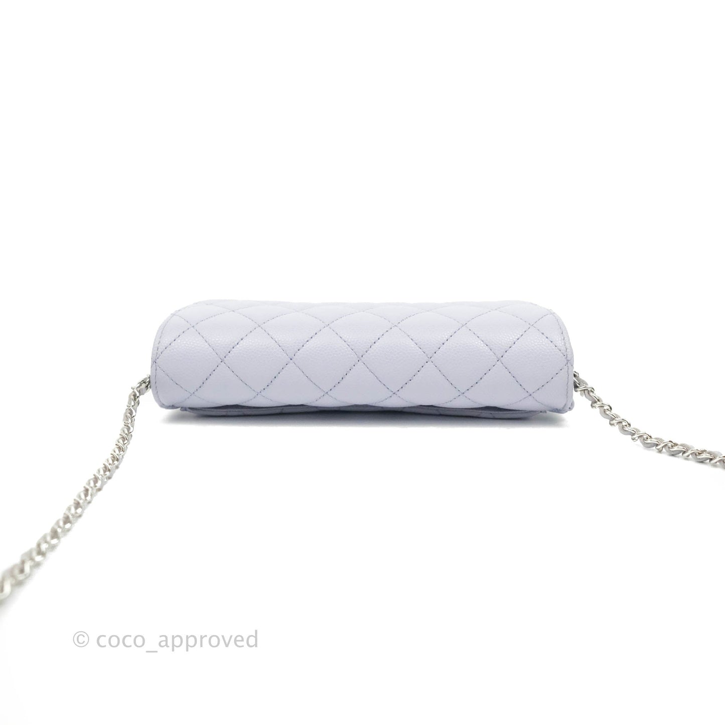 Chanel Quilted Case With Chain Lilac Caviar Silver Hardware