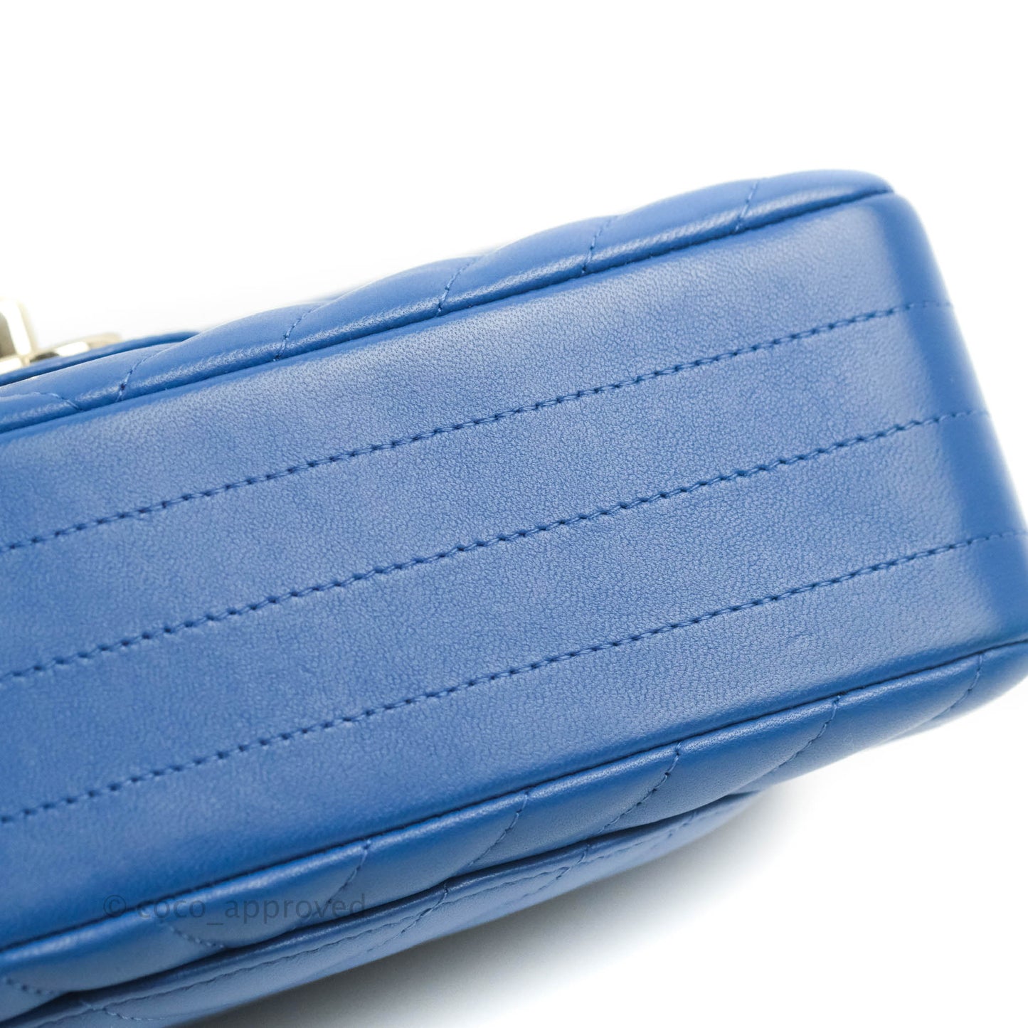 Chanel Classic Chevron S/M Small Double Flap Blue Lambskin Gold Hardware