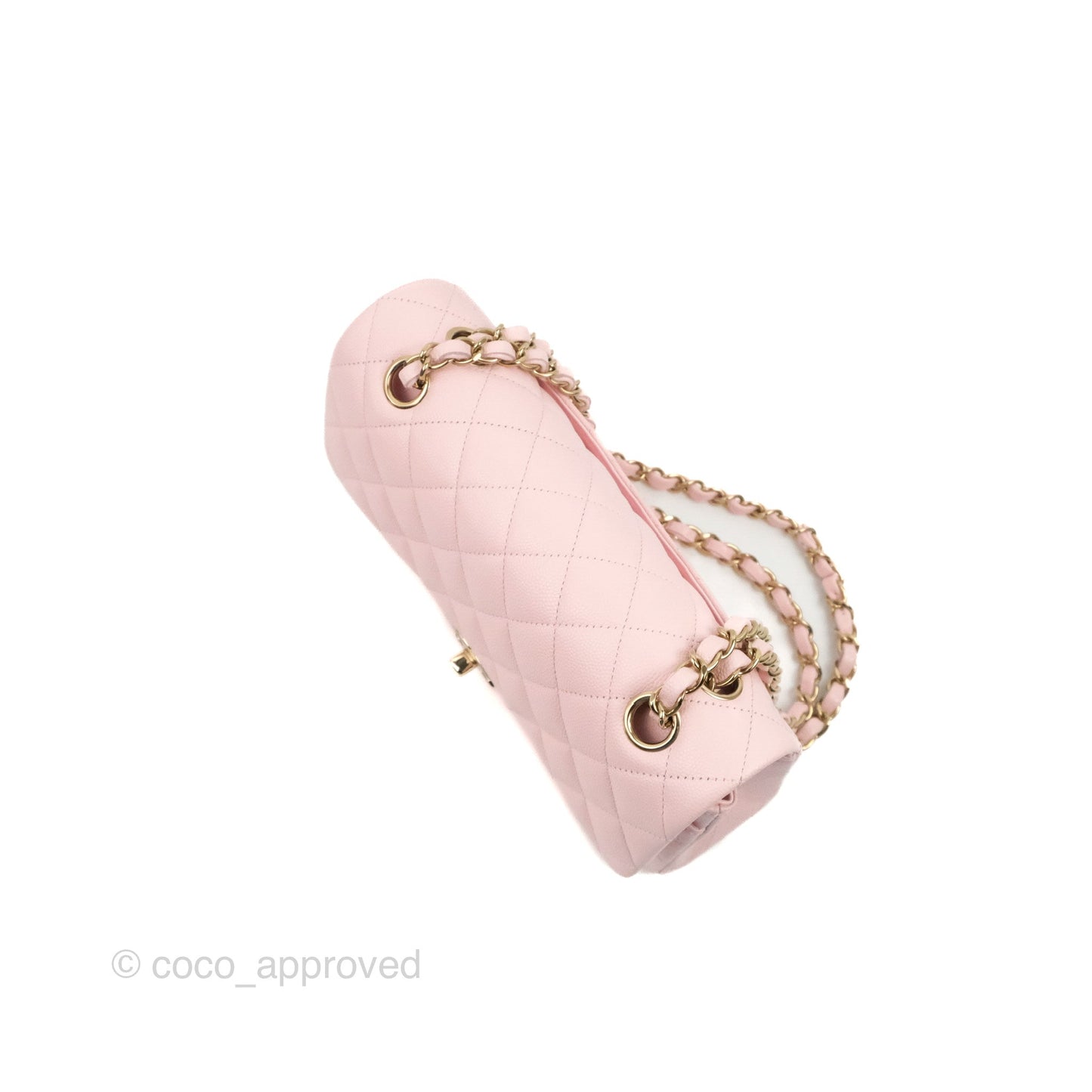 Chanel Small S/M Classic Quilted Flap Pink Caviar Gold Hardware 22S