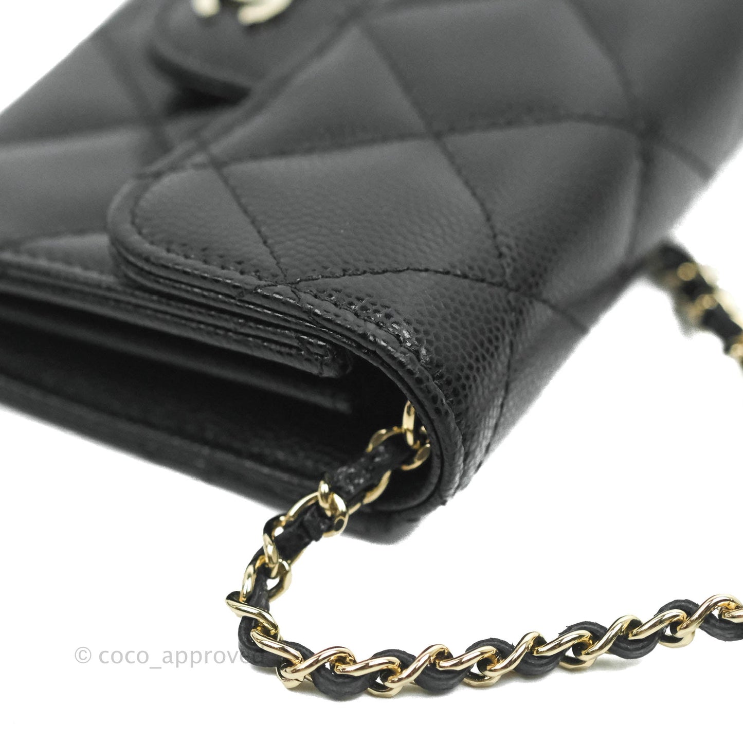Chanel Mini Wallet With Chain Black Caviar Gold Hardware