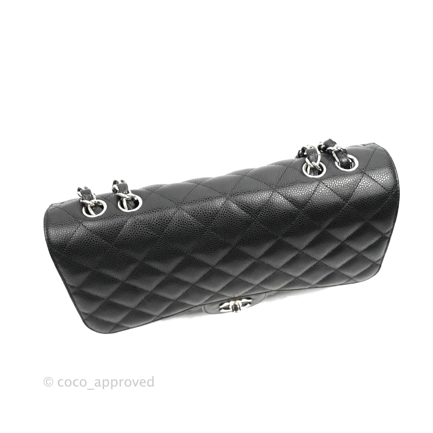 Chanel Jumbo Single Flap Black Caviar Silver Hardware⁣⁣