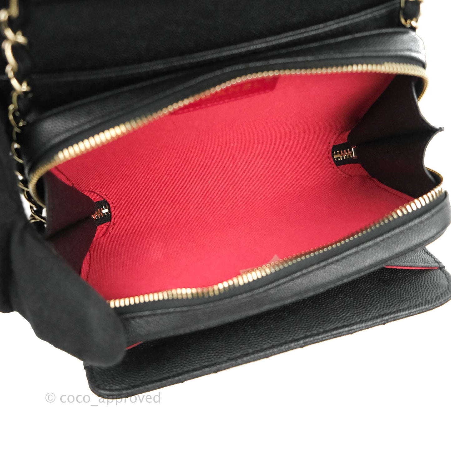 Chanel Quilted Small Like The Wallet Flap Black Caviar Light Gold Hardware 22C