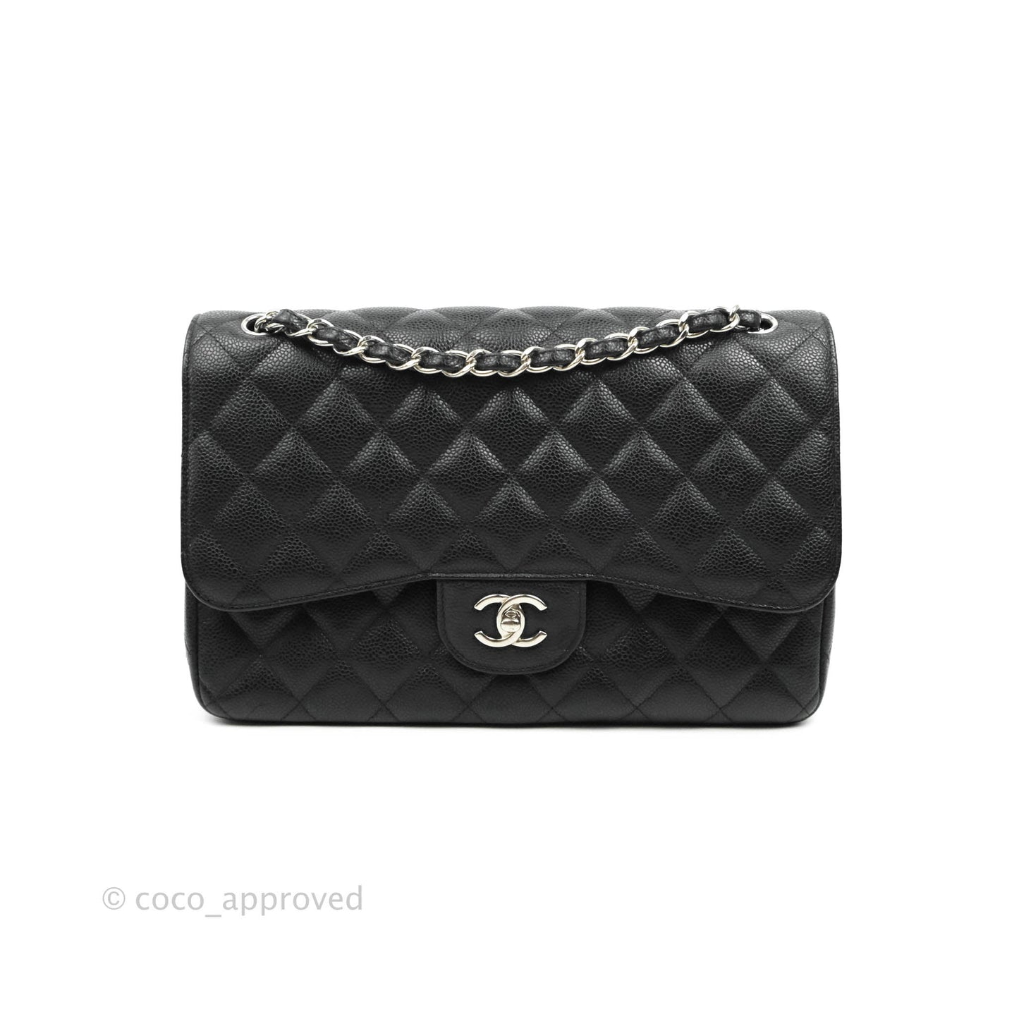 Chanel Jumbo Double Flap Black Caviar Silver Hardware⁣⁣