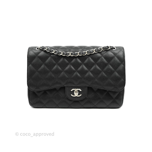 Chanel Jumbo Double Flap Black Caviar Silver Hardware⁣⁣