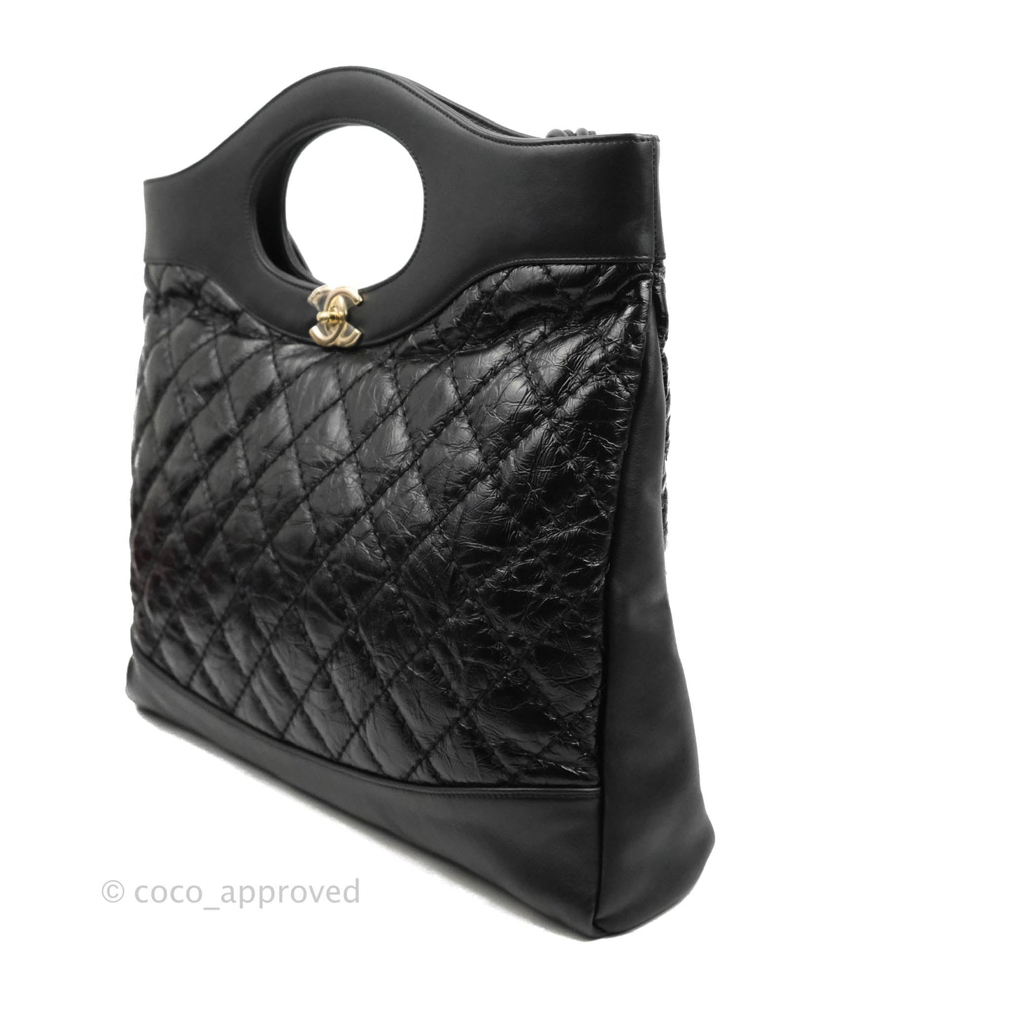 Chanel 31 Medium Shopping Bag Black Aged Calfskin