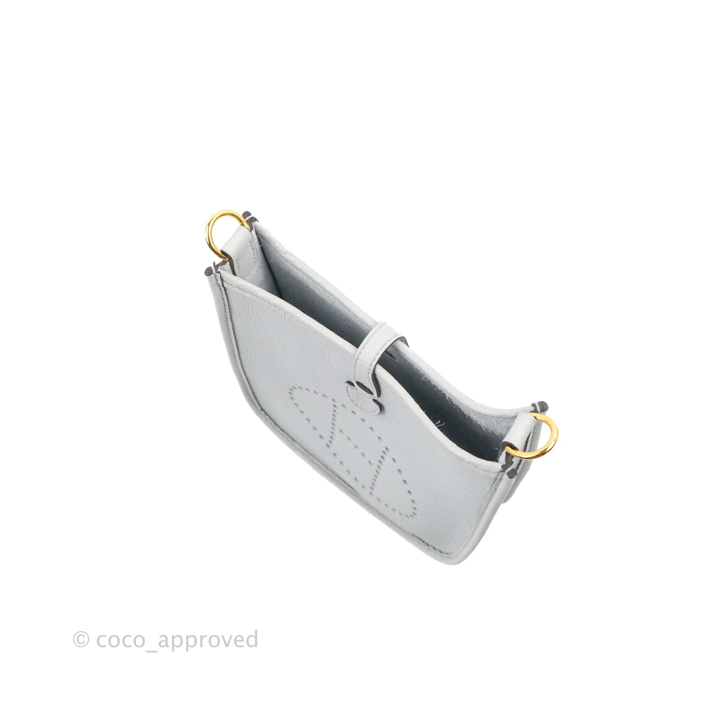 Hermès Mini Evelyne 16 Bleu Pale 08 Clemence/ Gris Etain 8F Gold Hardware