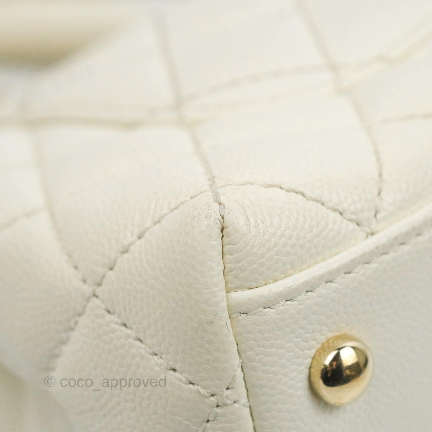Chanel Mini Coco Handle Quilted Ivory Caviar Gold Hardware