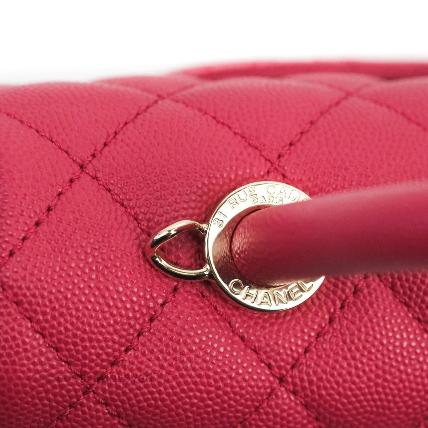 Chanel Small Coco Handle Quilted Cherry Red Caviar Gold Hardware