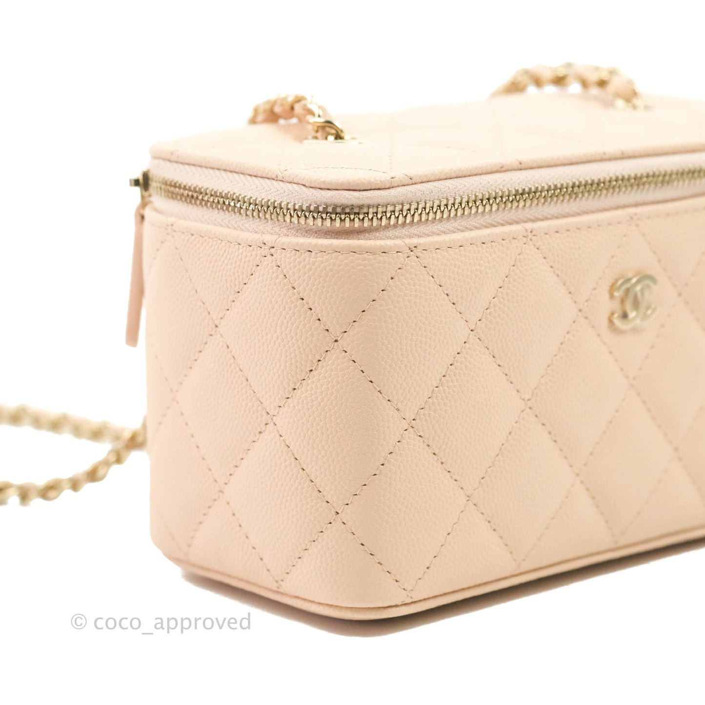Chanel Vanity with Classic Chain Light Beige Caviar Gold Hardware 22C