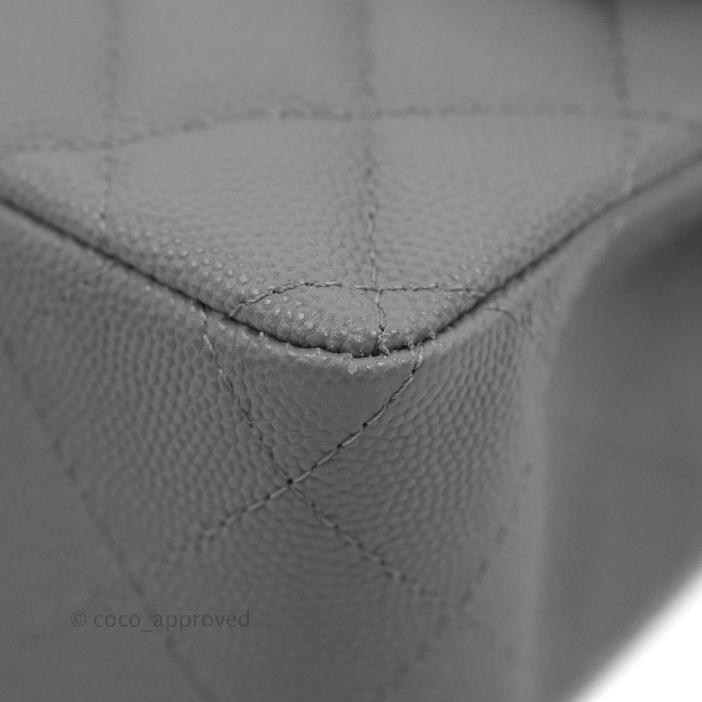 Chanel Small Classic Quilted Flap Grey Caviar Gold Hardware 20C