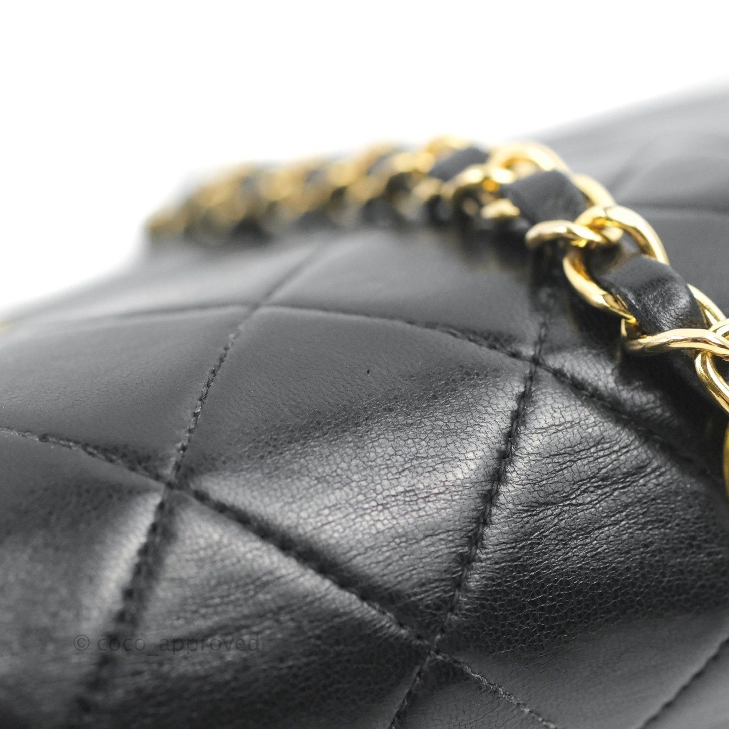 Chanel Vintage Small Quilted Classic Diana Flap Bag Black Lambskin 24K Gold Hardware