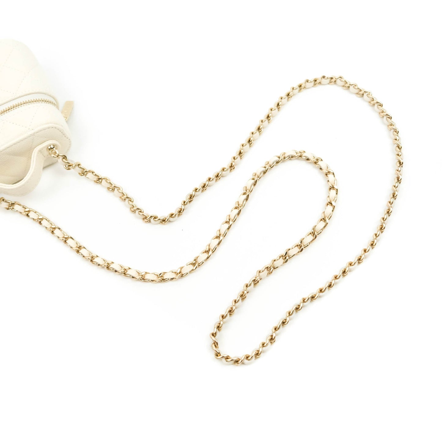 Chanel Quilted Small Handle With Care Vanity Case With Chain White Caviar Gold Hardware