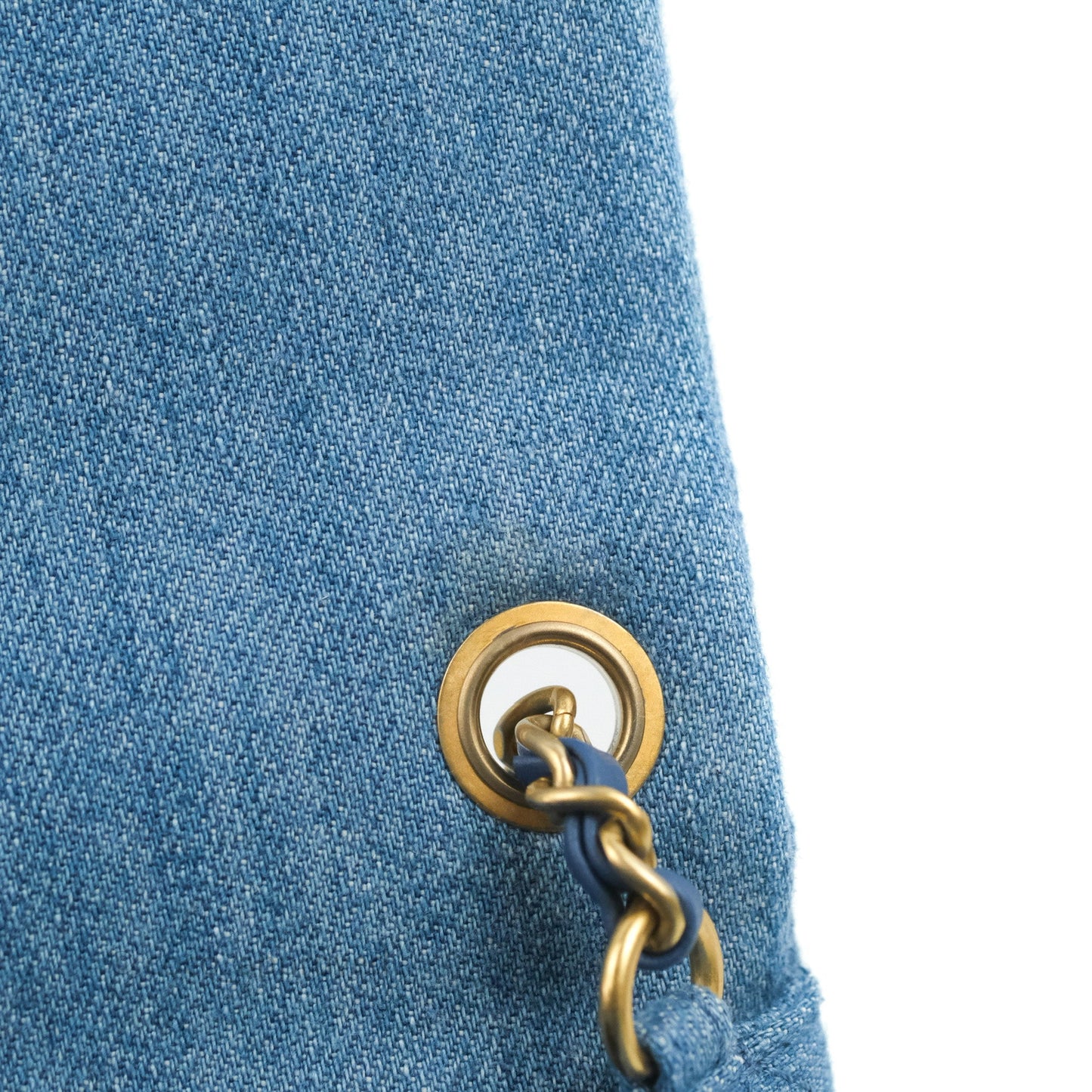 Chanel Mini Rectangular Pearl Crush Quilted Denim Aged Gold Hardware 22C