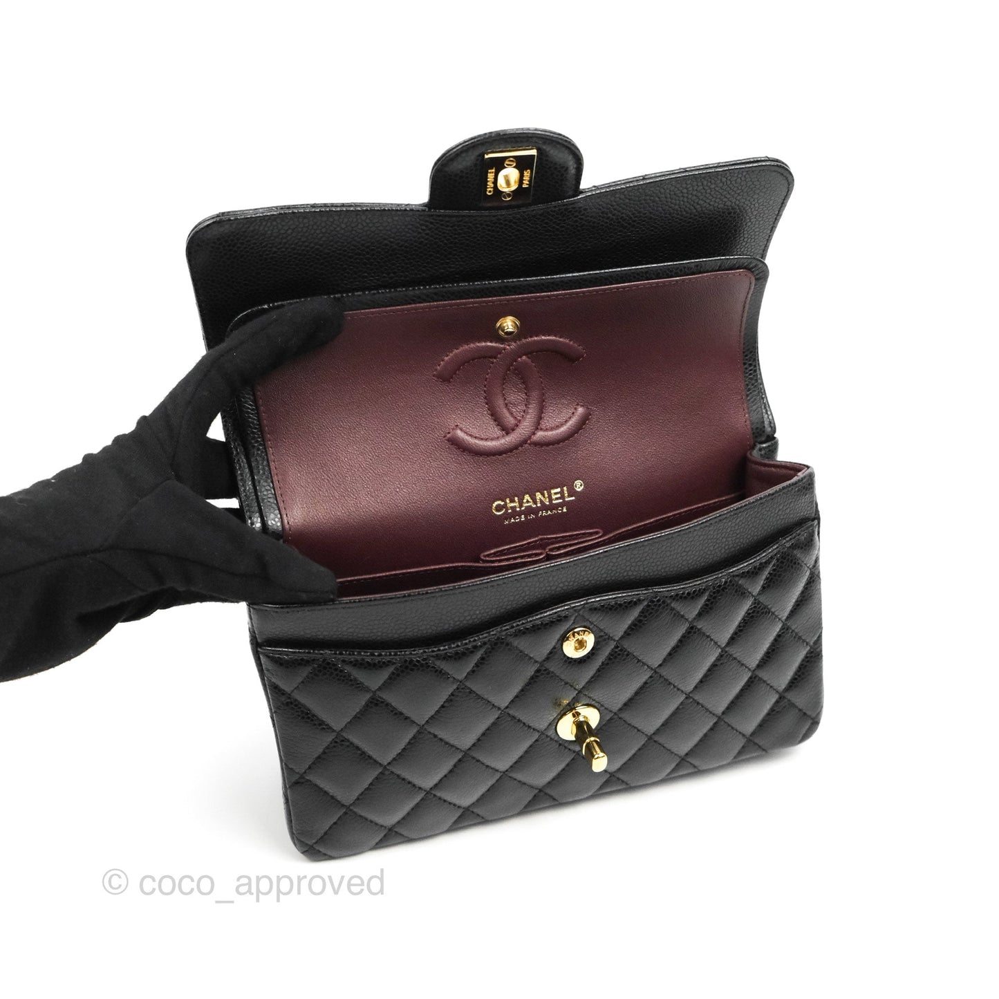 Chanel Small Classic Quilted Flap Black Caviar Gold Hardware