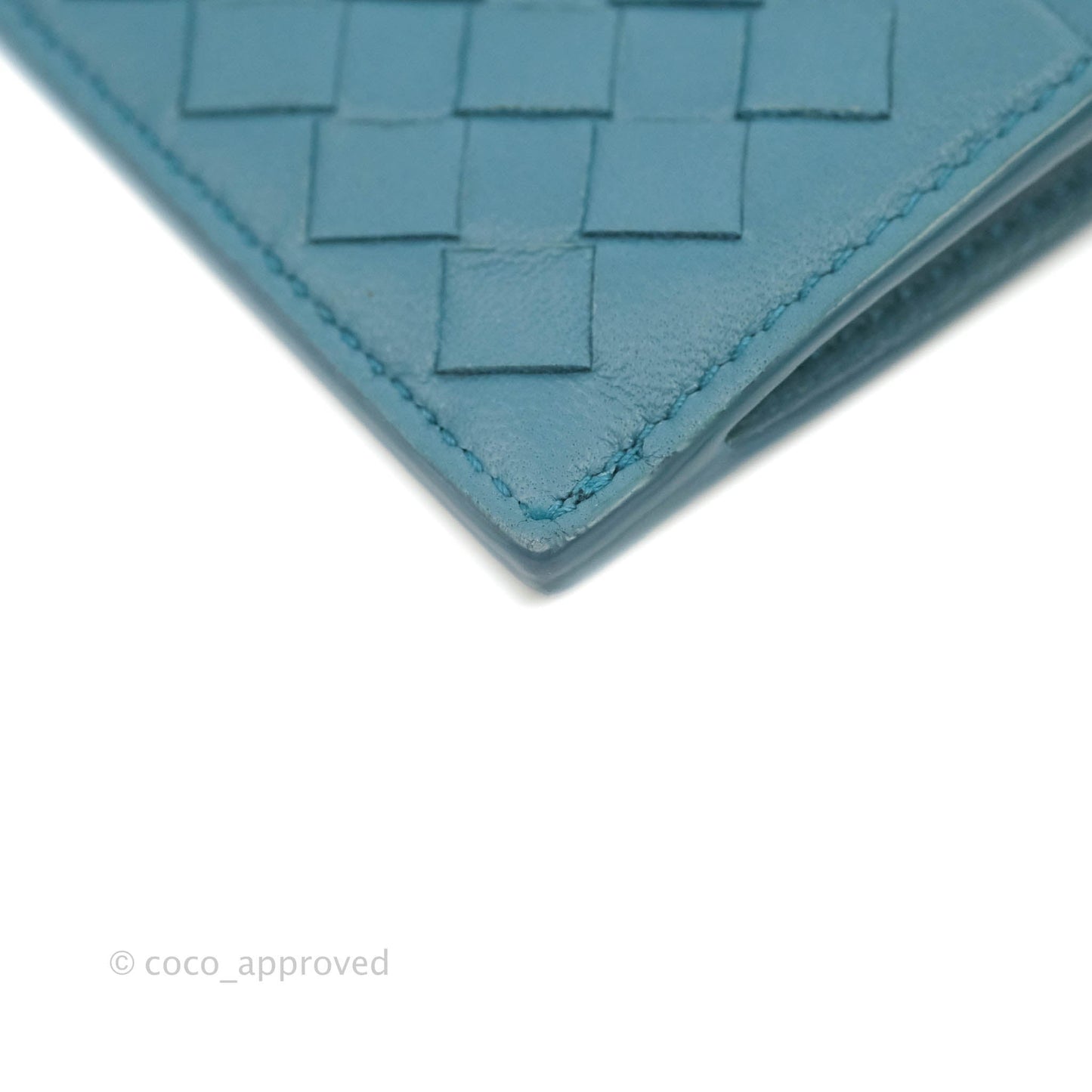 Bottega Veneta Intrecciato Card Holder Petrol Blue