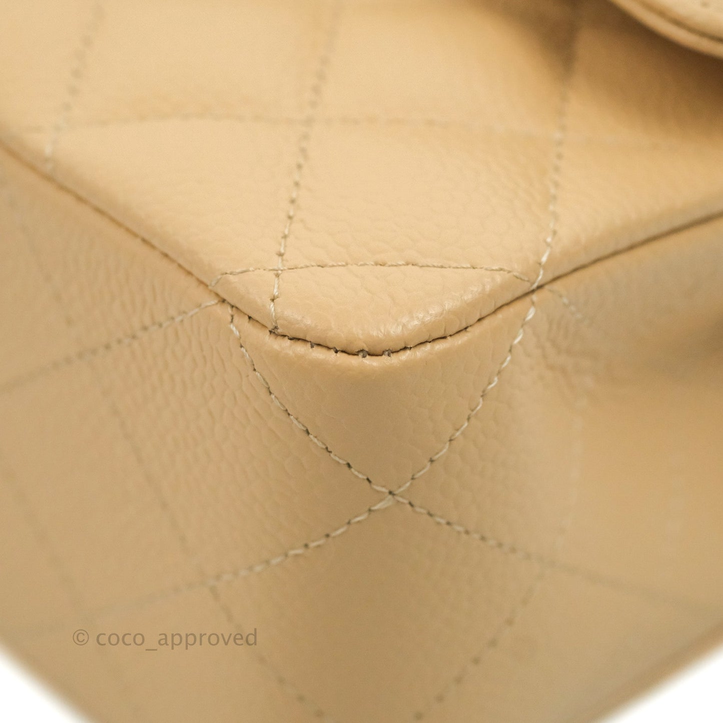 Chanel Classic M/L Medium Flap Quilted Beige Caviar Gold Hardware