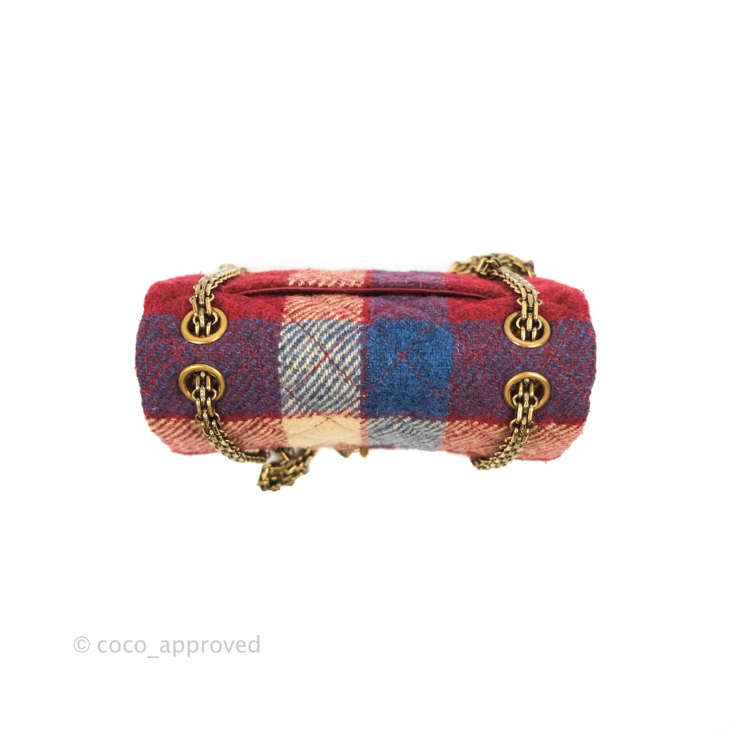 Chanel Mini Reissue 224 Wool Checked Aged Gold Hardware