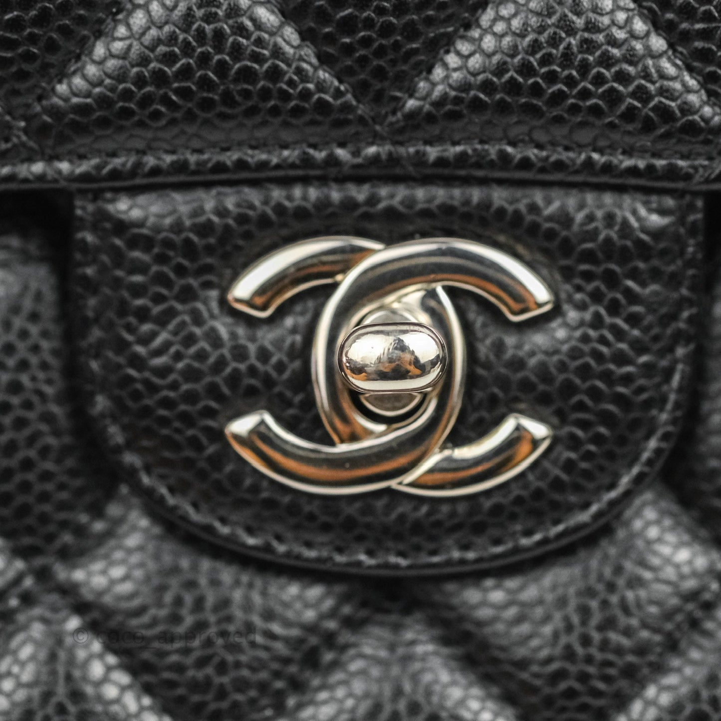 Chanel Classic M/L Medium Flap Quilted Black Caviar Silver Hardware