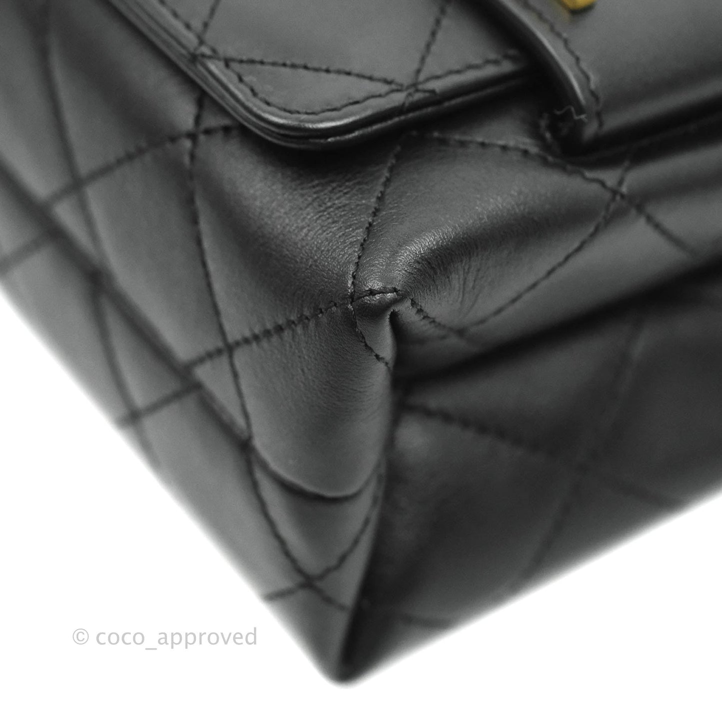 Chanel Logo Enchained Flap Bag Black Calfskin Gold Hardware