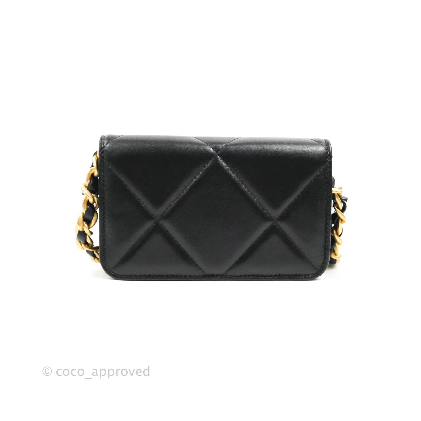 Chanel 19 Mini Clutch with Chain Black Lambskin Mixed Hardware