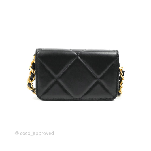 Chanel 19 Mini Clutch with Chain Black Lambskin Mixed Hardware