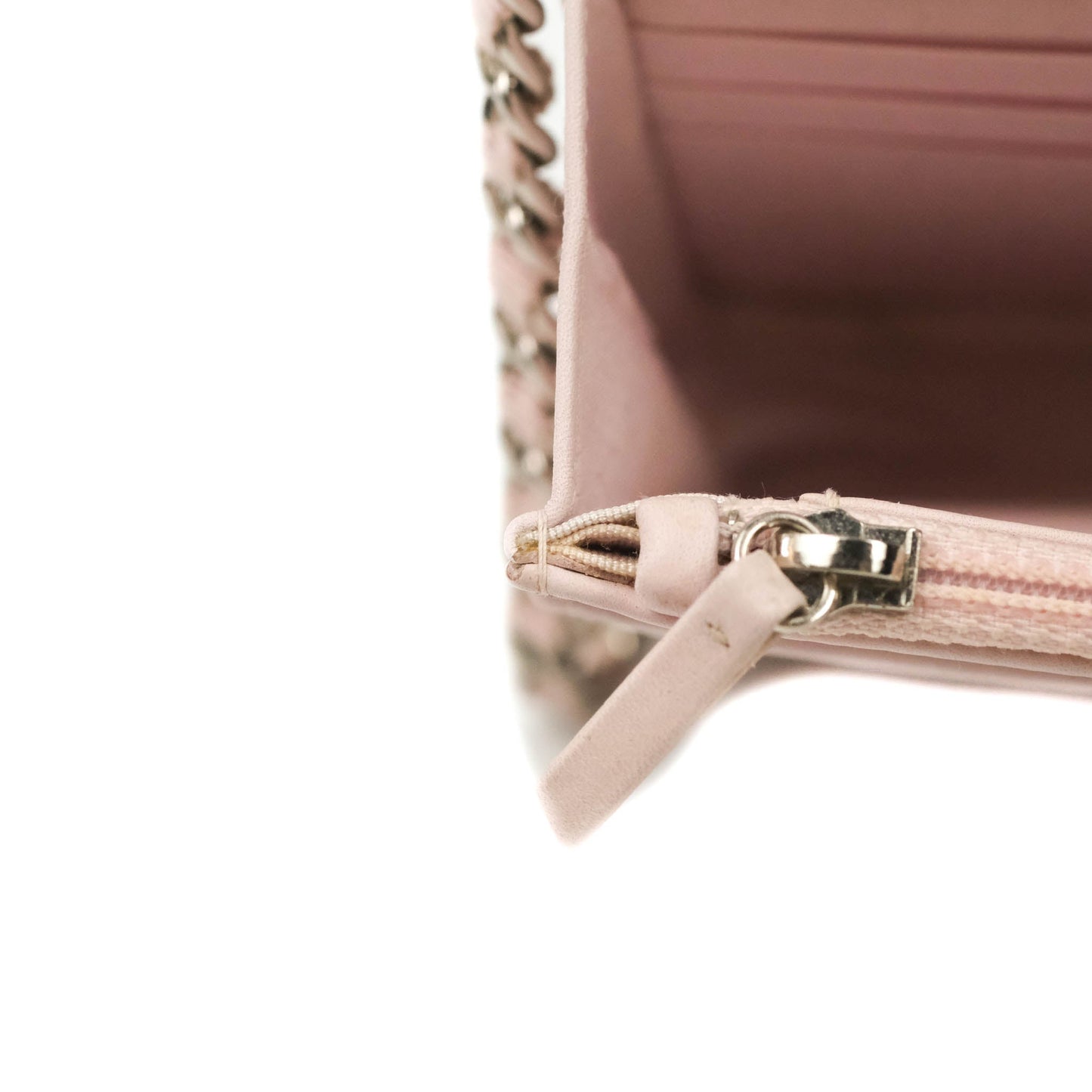 Chanel Deauville Wallet On Chain WOC Pink Canvas Silver Hardware
