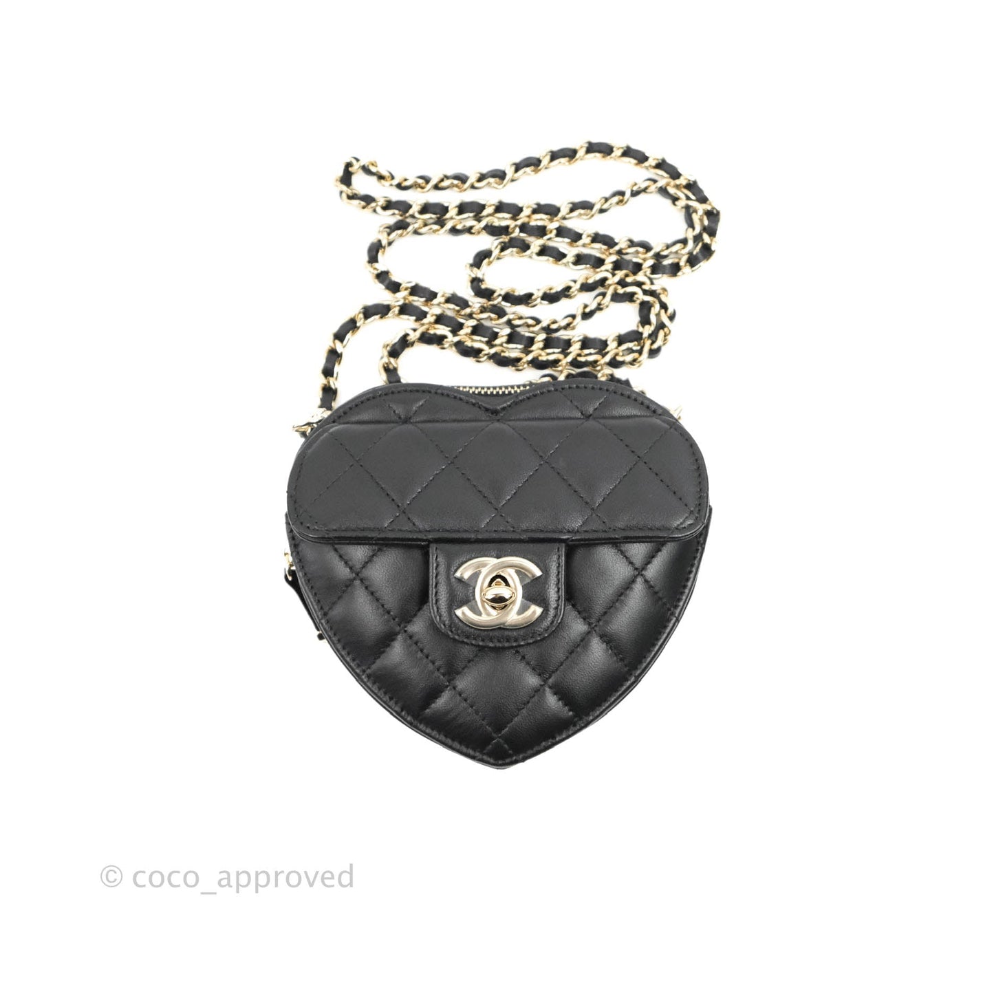 Chanel Small Heart Bag Black Lambskin Gold Hardware 22S