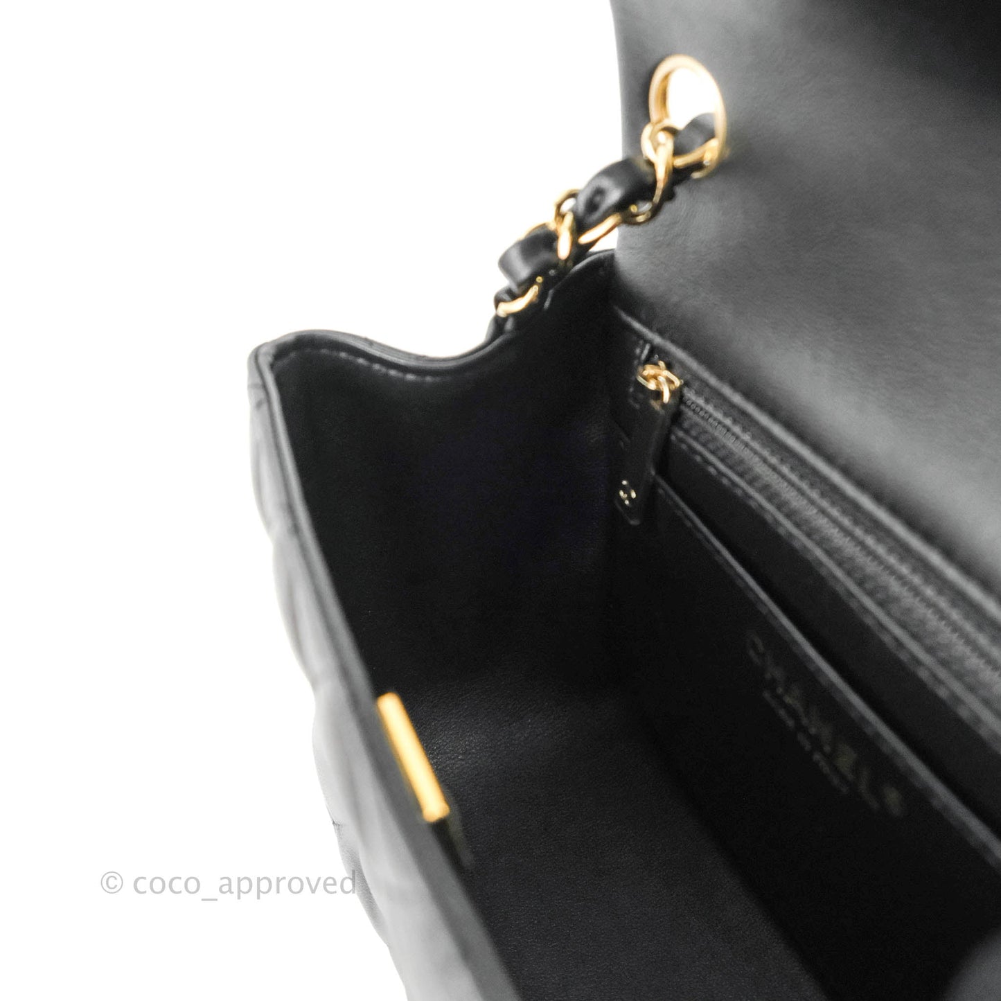 Chanel Quilted Mini Square Black Lambskin Gold Hardware