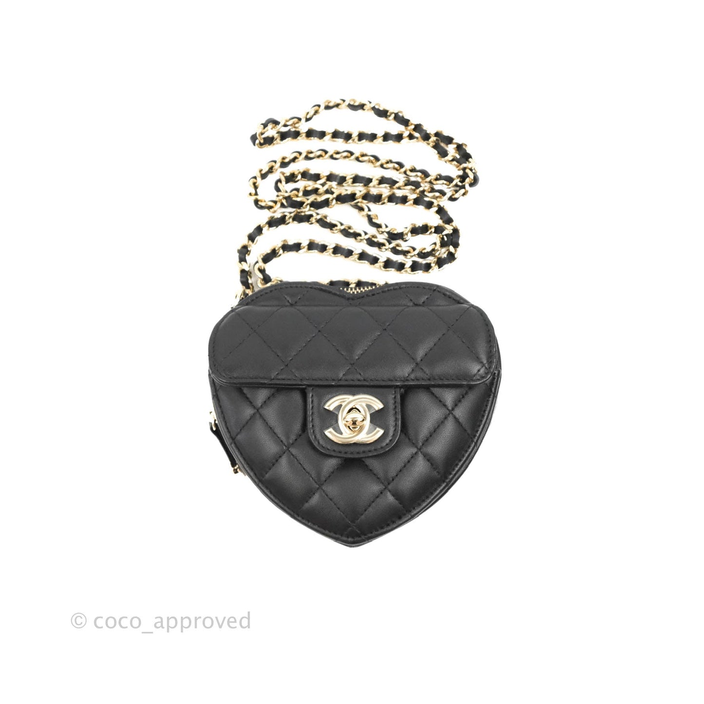 Chanel Small Heart Bag Black Lambskin Gold Hardware 22S