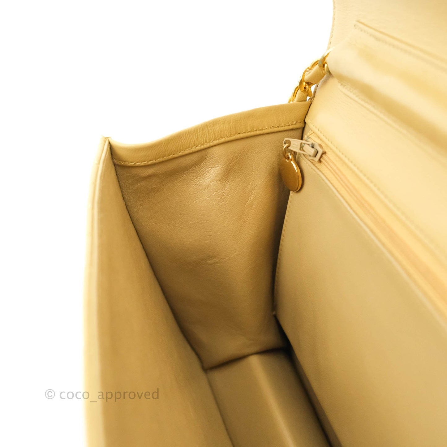 Chanel Vintage Single Flap Beige Lambskin 24K Gold Hardware