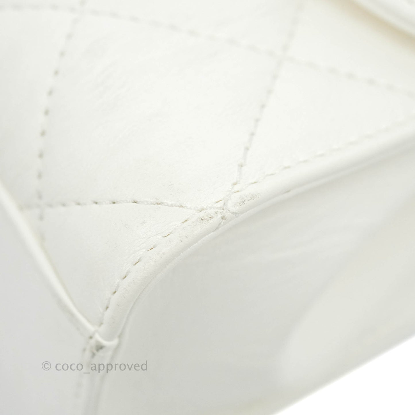 Chanel Quilted CC Top Handle Flap White Calfskin Aged Gold Hardware