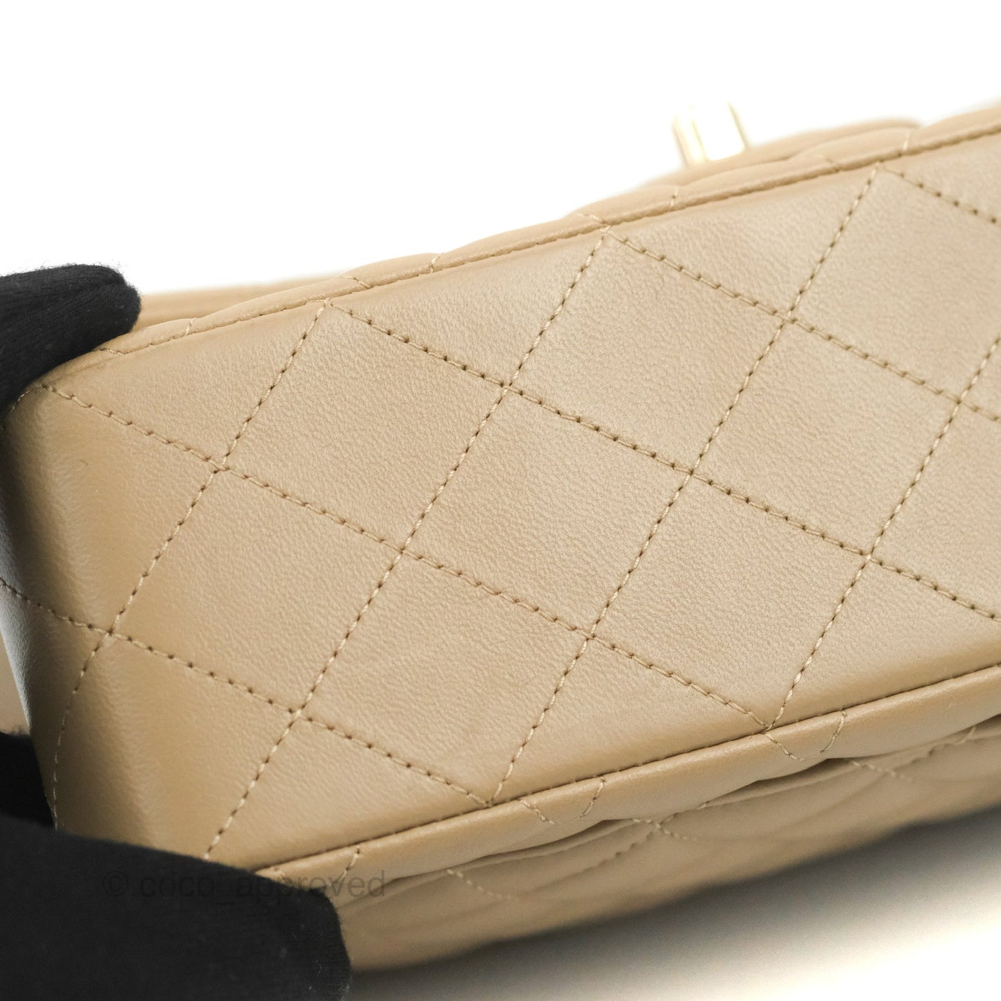 Chanel Small Classic Quilted Flap Dark Beige Lambskin Gold Hardware