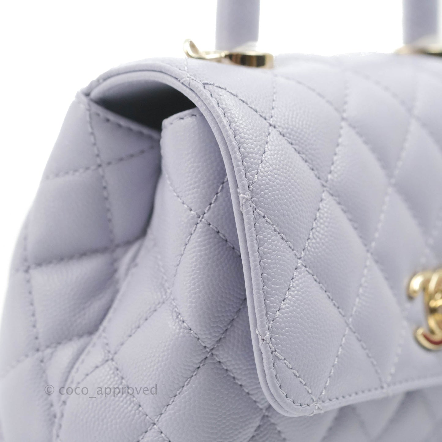 Chanel Mini Coco Handle Quilted Lilac Caviar Gold Hardware