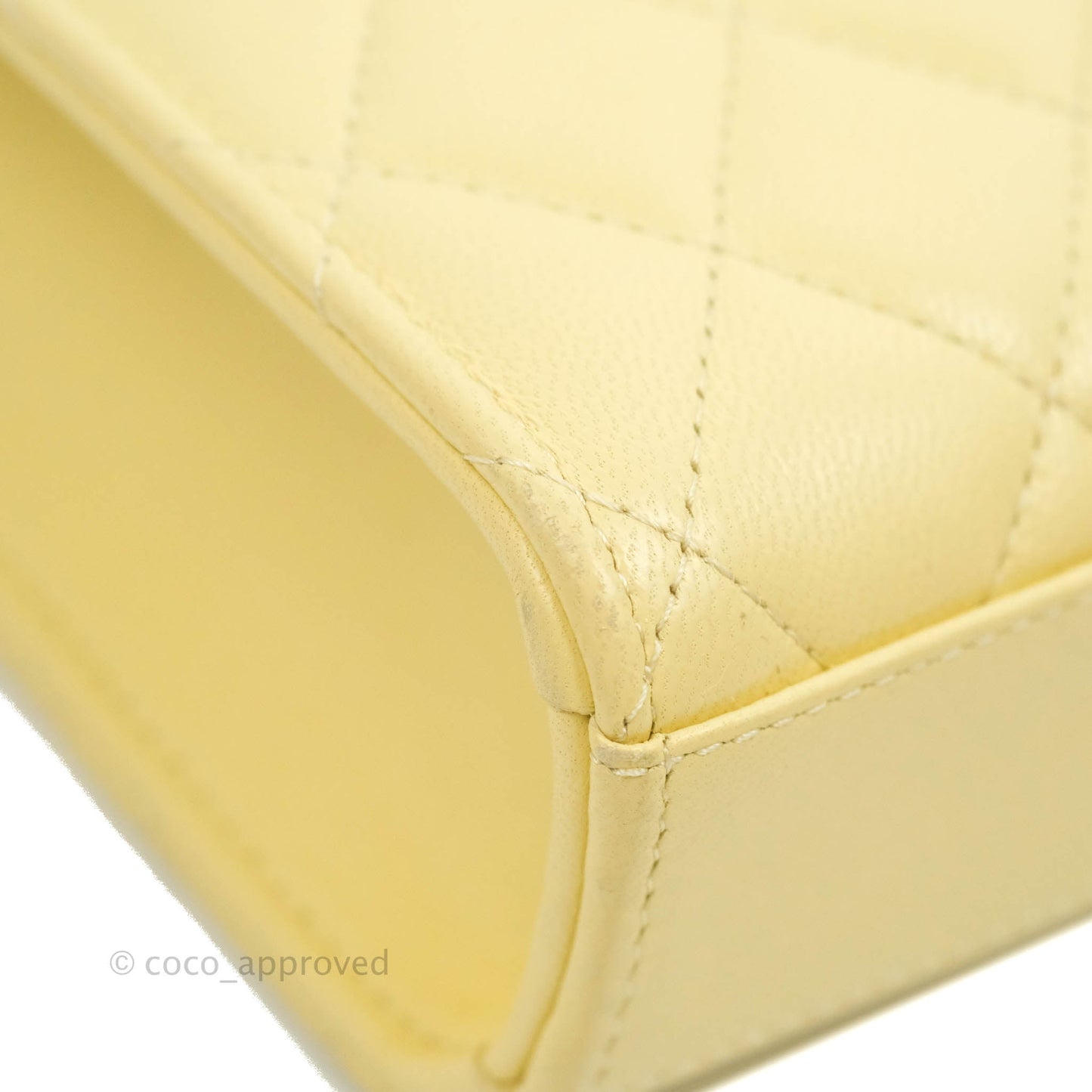 Chanel Quilted Pearl Crush Phone Holder With Chain Yellow Lambskin