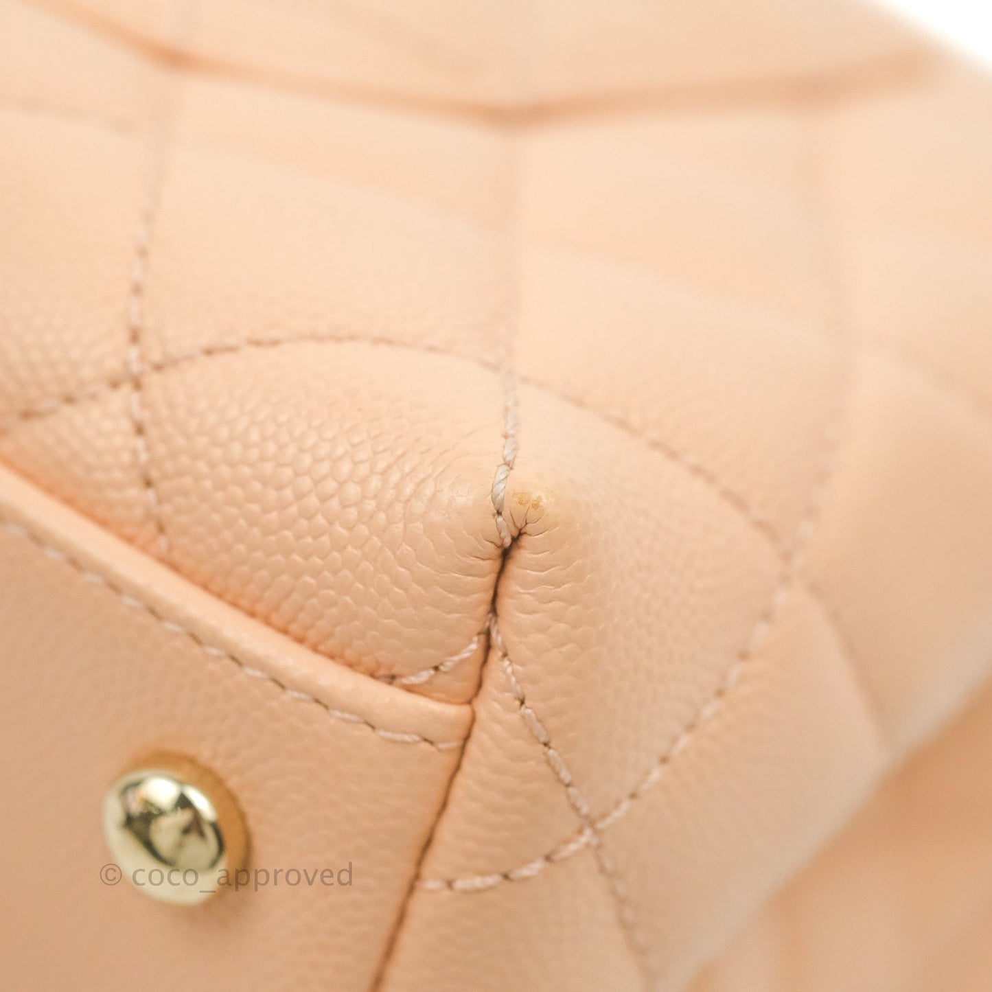 Chanel Small Coco Handle Quilted Peach Clair Caviar Gold Hardware