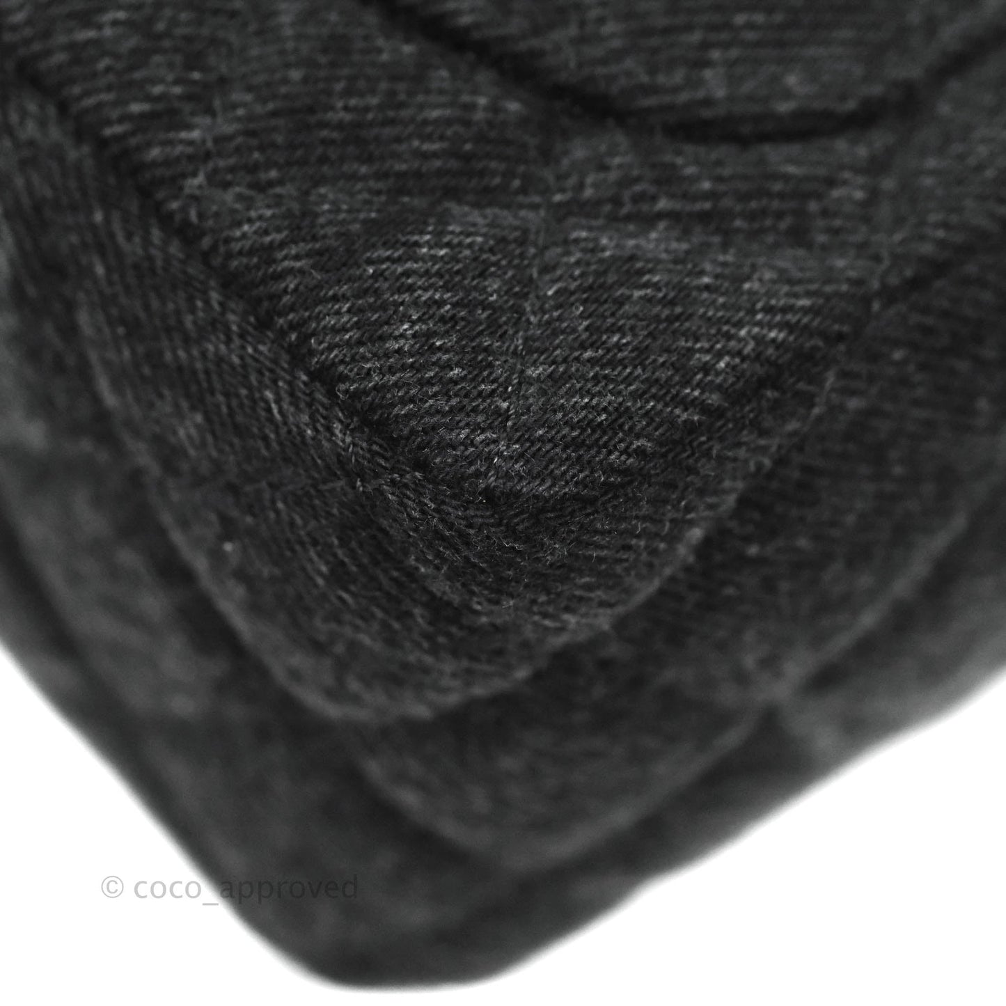 Chanel Quilted Mini Square Black Denim Silver Hardware