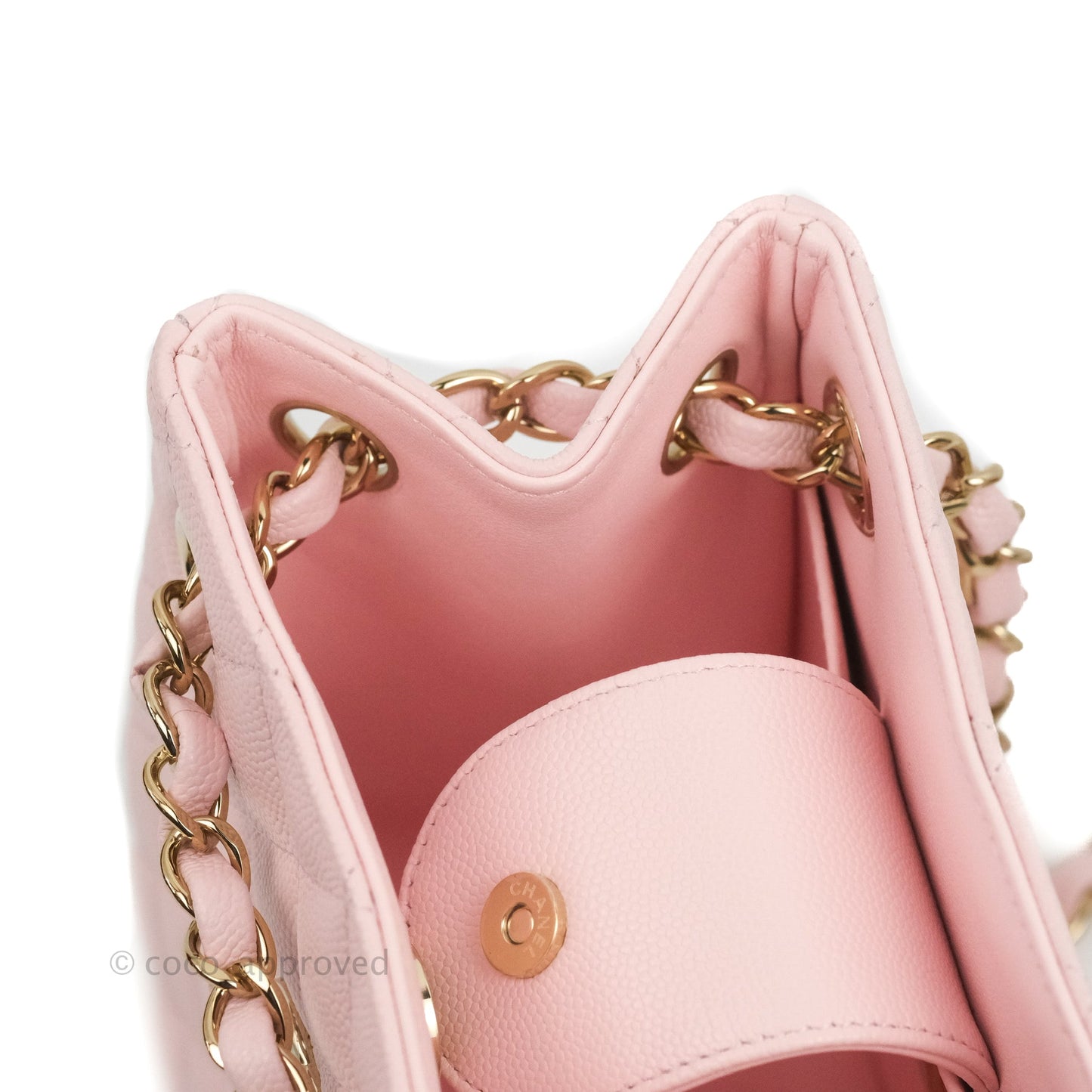 Chanel Quilted Mini Bucket Bag Light Pink Caviar Gold Hardware