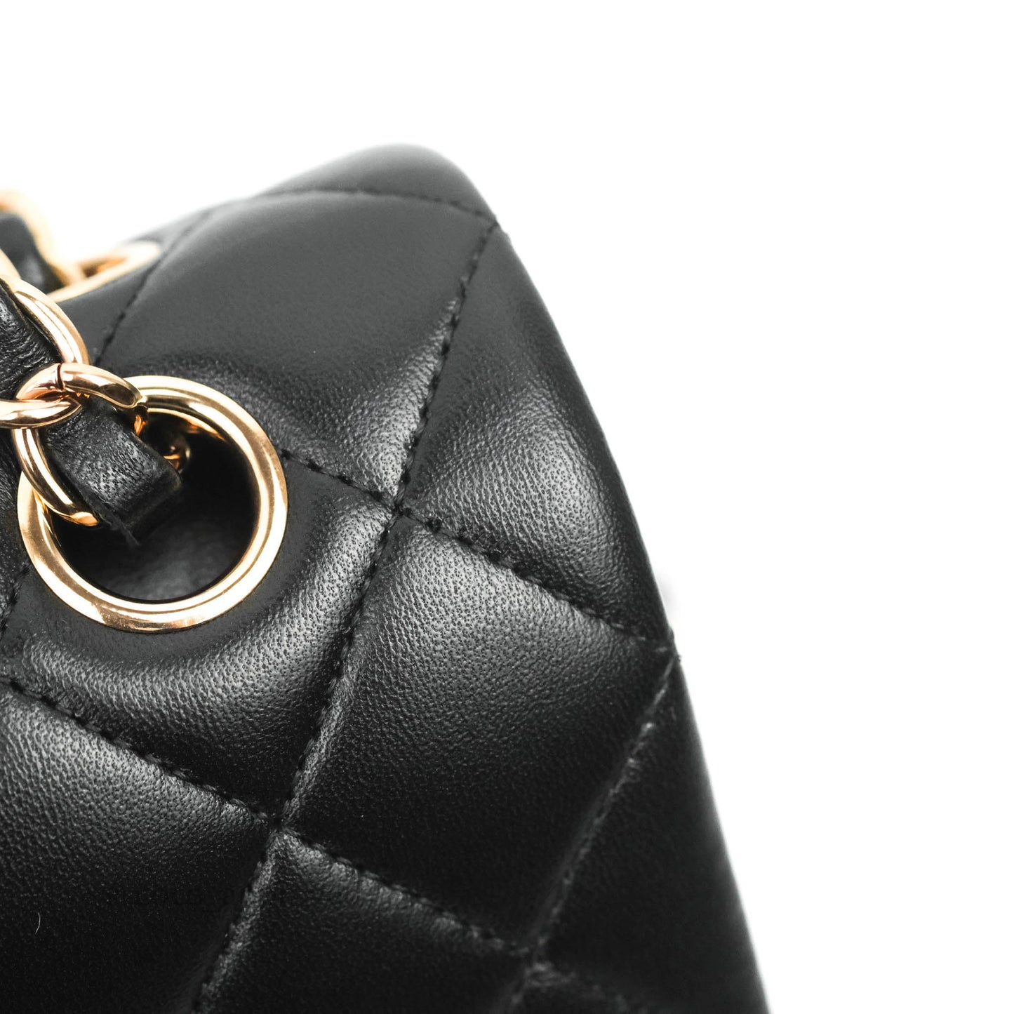 Chanel Classic Small S/M Flap Black Lambskin Rose Pink-Gold Hardware