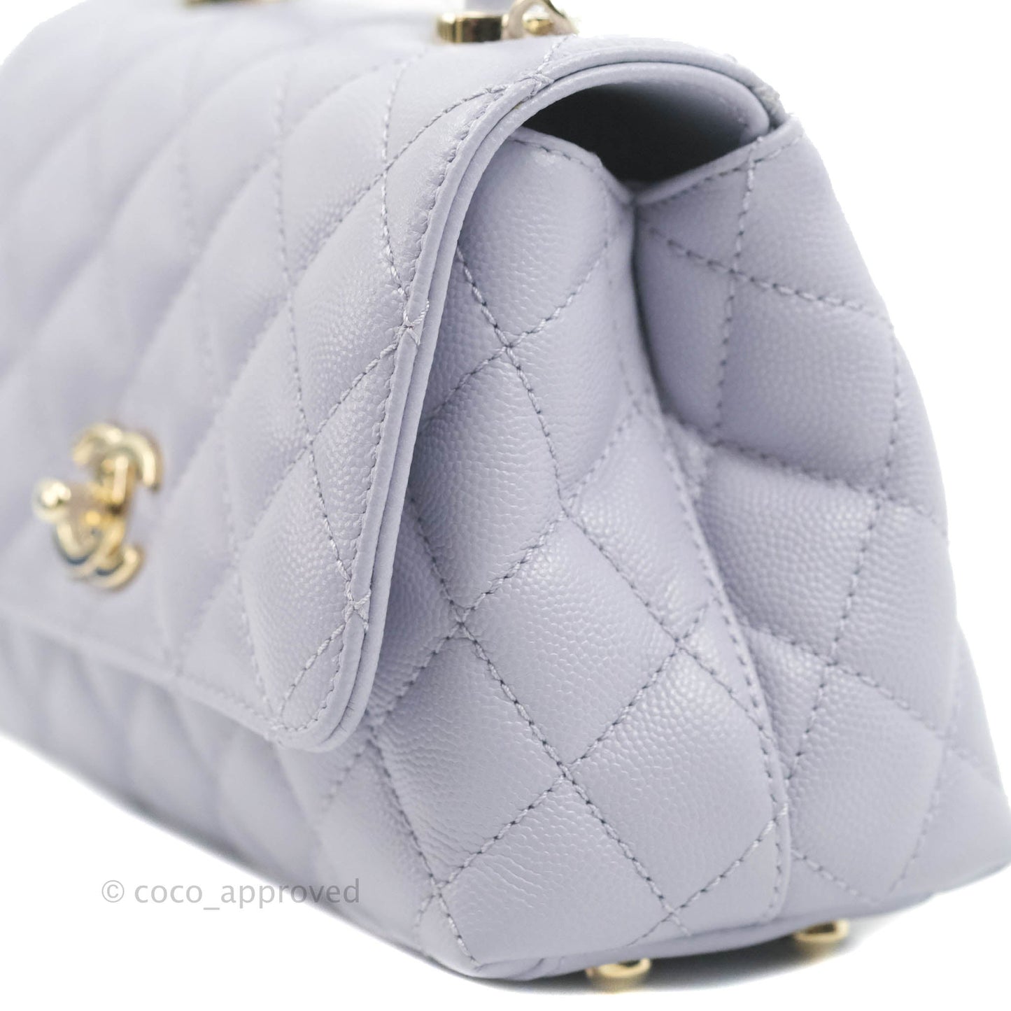 Chanel Mini Coco Handle Quilted Lilac Caviar Gold Hardware