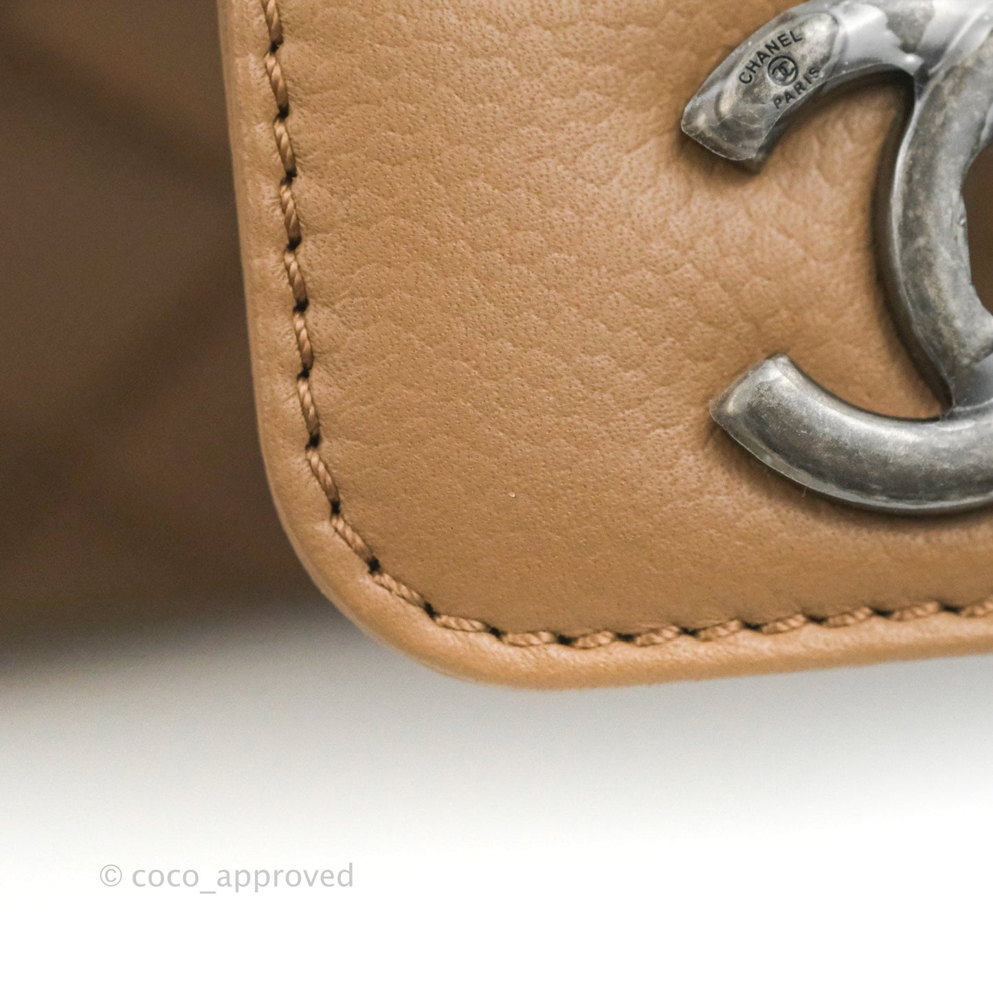 Chanel Flap Bag Dark Beige Caviar Ruthenium Hardware 17B