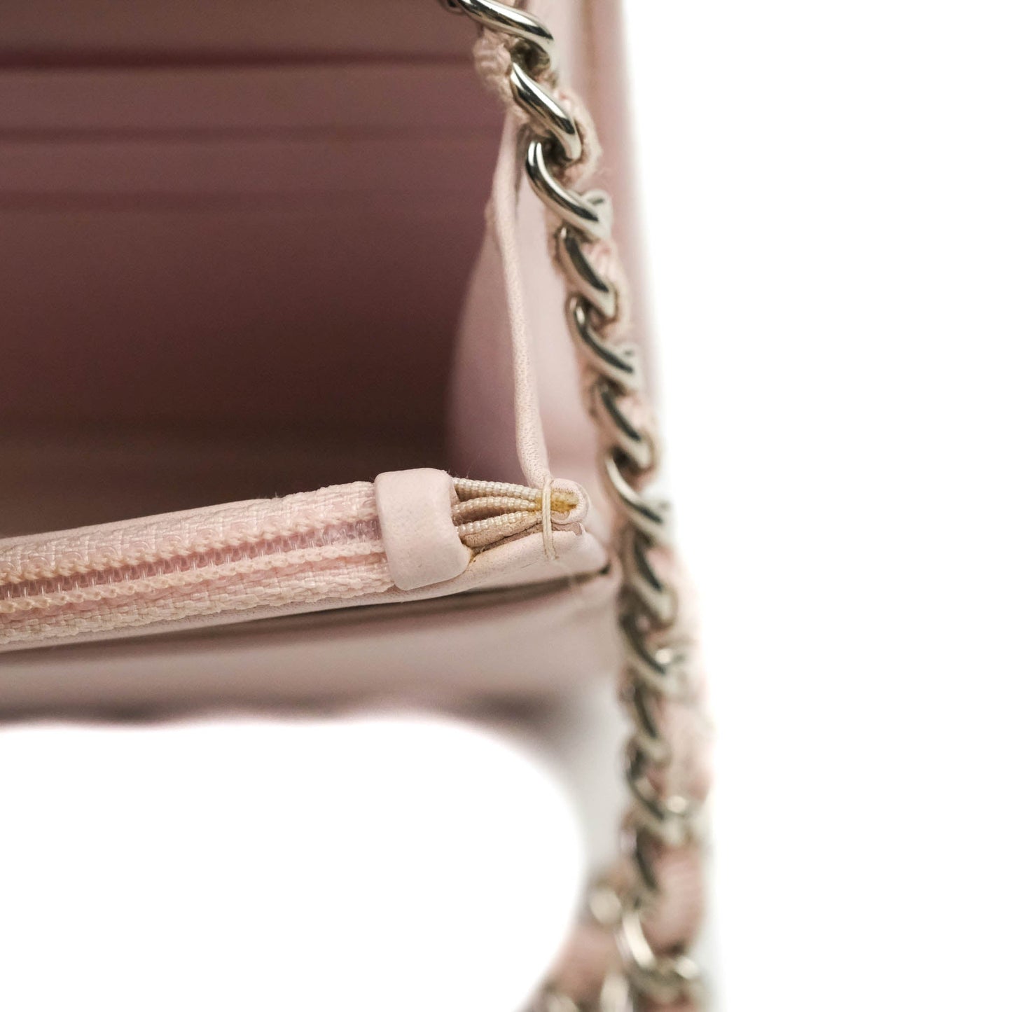 Chanel Deauville Wallet On Chain WOC Pink Canvas Silver Hardware