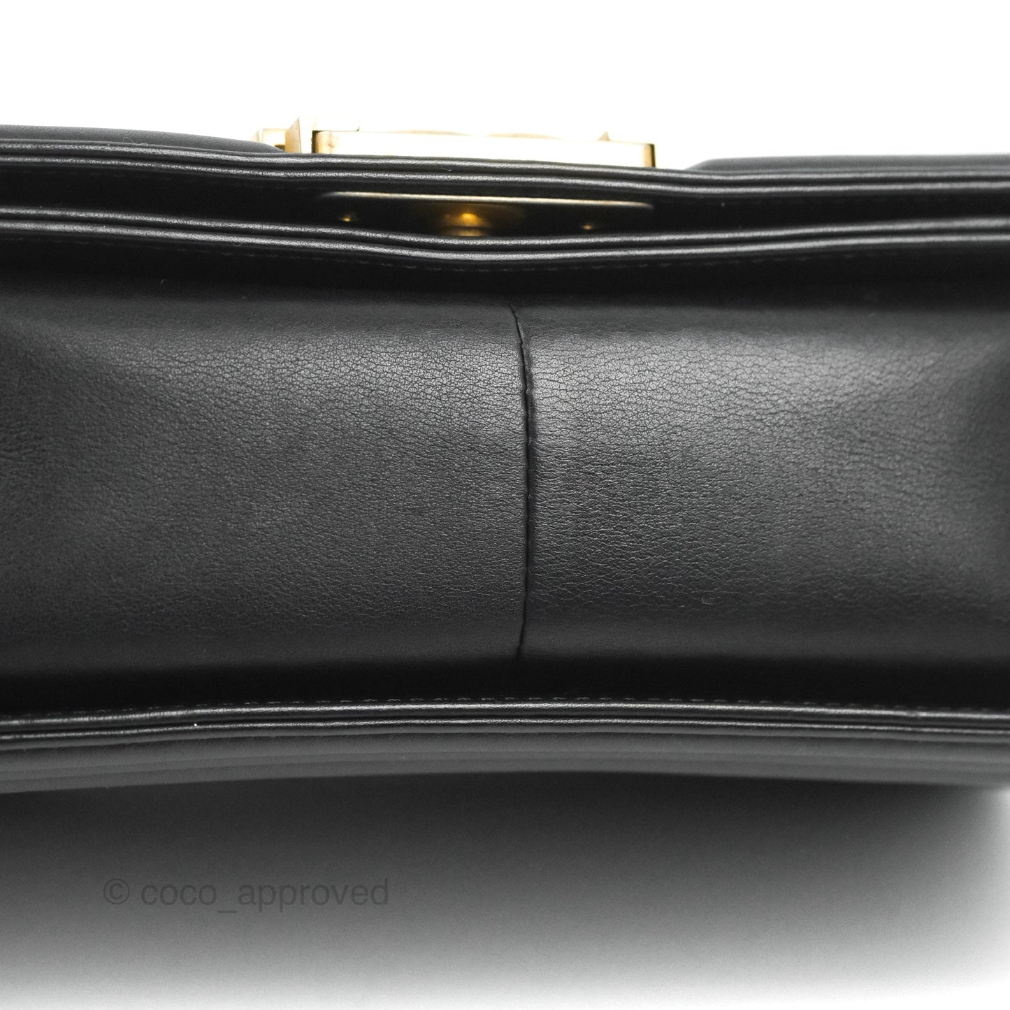Chanel Quilted Medium Boy Black Calfskin Aged Gold Hardware